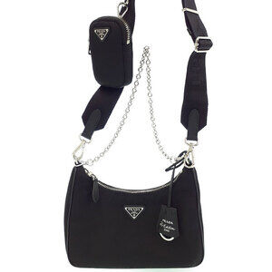 Prada ReEdition 2005 Saffiano Leather Chain Shoulder Bag Black